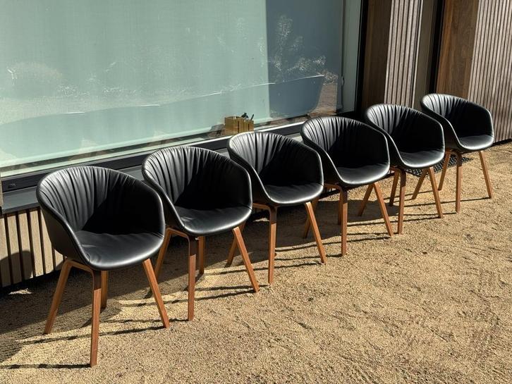 6 Onberispelijke HAY ACC 23 zachte stoelen, Huis en Inrichting, Stoelen, Zo goed als nieuw, Vijf, Zes of meer stoelen, Hout, Leer