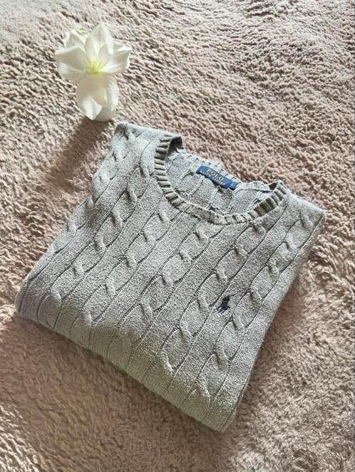 Pull torsadé ras de cou Ralph Lauren gris taille L old money, Kleding | Heren, Truien en Vesten, Zo goed als nieuw, Maat 52/54 (L)