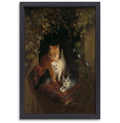 Chat avec chatons - Henriëtte Ronner-Knip toile + cadre de c, Maison & Meubles, Accessoires pour la Maison | Peintures, Dessins & Photos