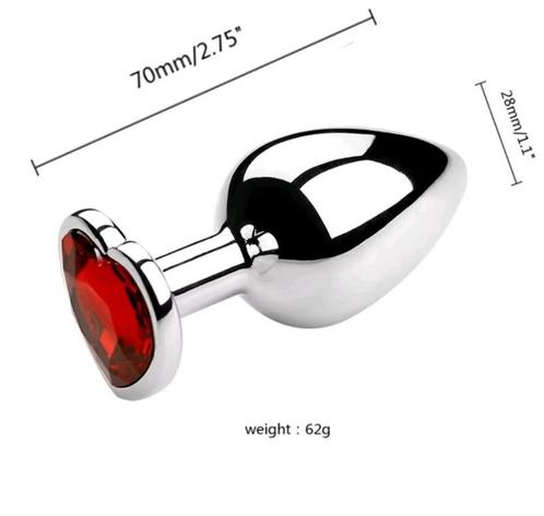 Metalen plug rood hart - Easy Toys, Kleding | Dames, Ondergoed en Lingerie, String, Rood, Verzenden