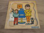 Retro lagenpuzzel - thema de kapper - Educo, Kinderen en Baby's, Ophalen of Verzenden, 10 tot 50 stukjes, Gebruikt, 6 maanden tot 2 jaar