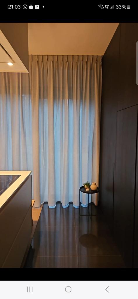 Gordijnen, Huis en Inrichting, Stoffering | Gordijnen en Lamellen, Nieuw, 200 cm of meer, 200 cm of meer, Grijs, Ophalen