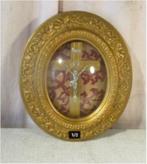 Mooie Antieke Ovale Barok Lijst met Bolglas en Kruis - 28x24, Antiek en Kunst, Ophalen of Verzenden