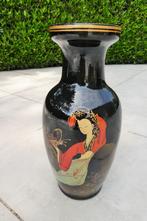 Vase Chinois Noir Vintage H. 46 cm., Antiquités & Art, Enlèvement