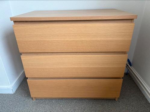 IKEA MALM ladekast – 3 lades – wit eikenfineer – TOPSTAAT, Huis en Inrichting, Kasten | Ladekasten, Zo goed als nieuw, Ophalen