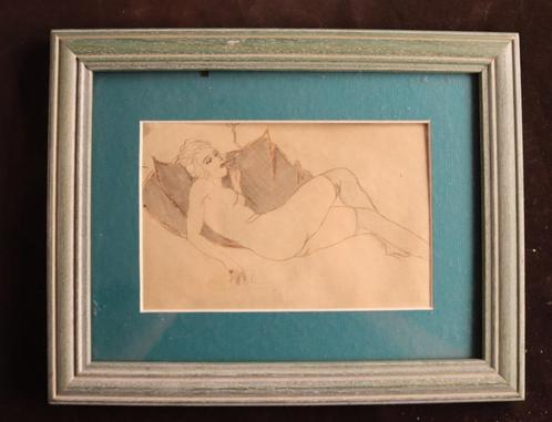 Tekening Art Deco naakt, Antiek en Kunst, Kunst | Tekeningen en Fotografie, Ophalen of Verzenden