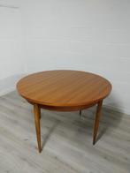 Vintage midcentury ronde uitschuifbare eetkamertafel, Huis en Inrichting, Ophalen, Zo goed als nieuw