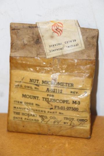 US WW2 Nut micrometer for Mount Telescope M3 (Packed 9-1-44) beschikbaar voor biedingen