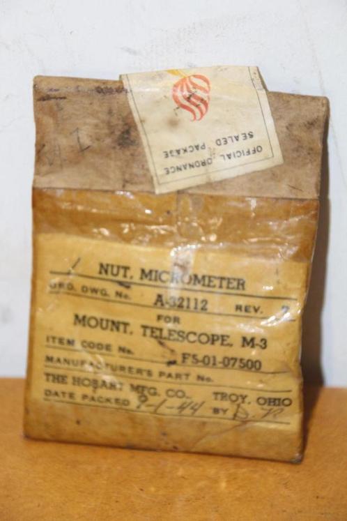US WW2 Nut micrometer for Mount Telescope M3 (Packed 9-1-44), Verzamelen, Militaria | Tweede Wereldoorlog, Landmacht, Overige typen