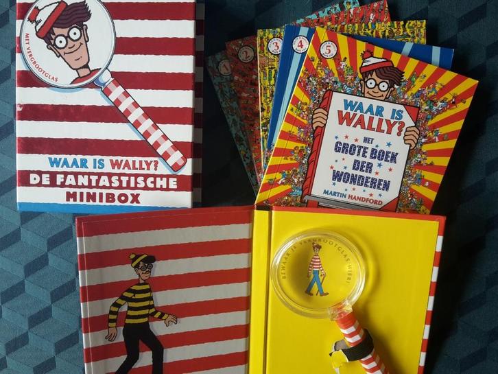 Set v. 5 boekjes Waar is Wally?, plus vergrootglas, prima st, Boeken, Hobby en Vrije tijd, Gelezen, Ophalen of Verzenden