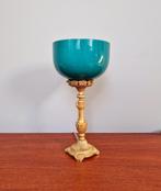 Lampe de table en bronze doré et opaline verte, Antiquités & Art, Enlèvement ou Envoi