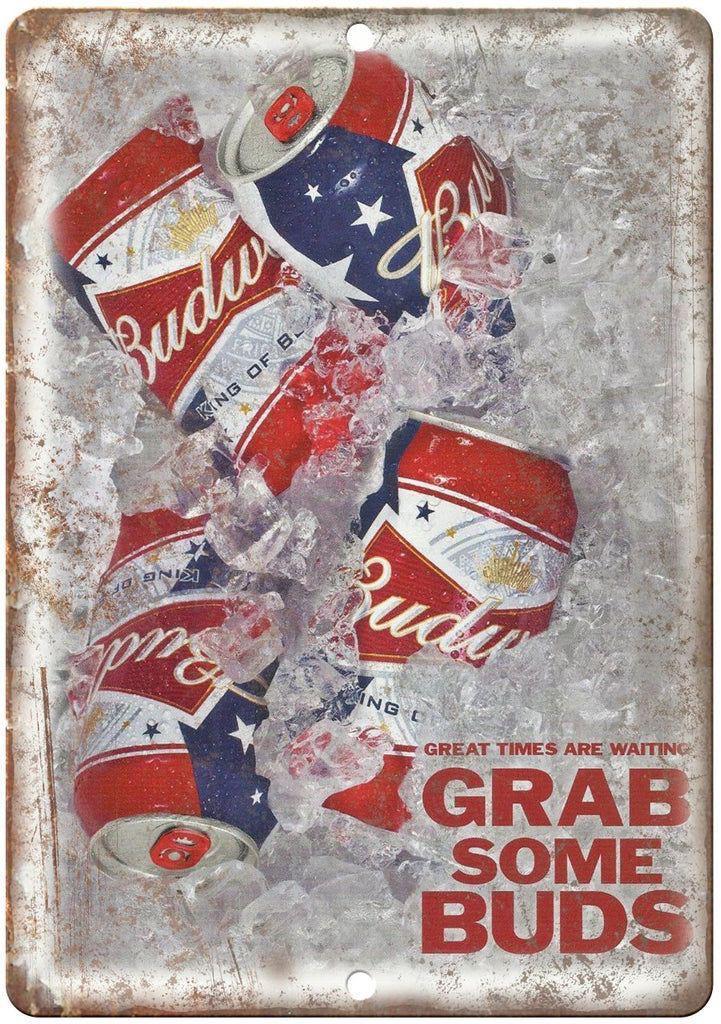 Panneau en métal Budweiser en glace - rétro vintage mancave, Collections, Marques & Objets publicitaires, Comme neuf, Panneau publicitaire