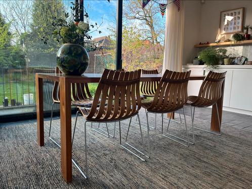 Moderne houten tafel in walnoot, Maison & Meubles, Tables | Tables à manger, Comme neuf, 50 à 100 cm, 200 cm ou plus, Cinq personnes ou plus