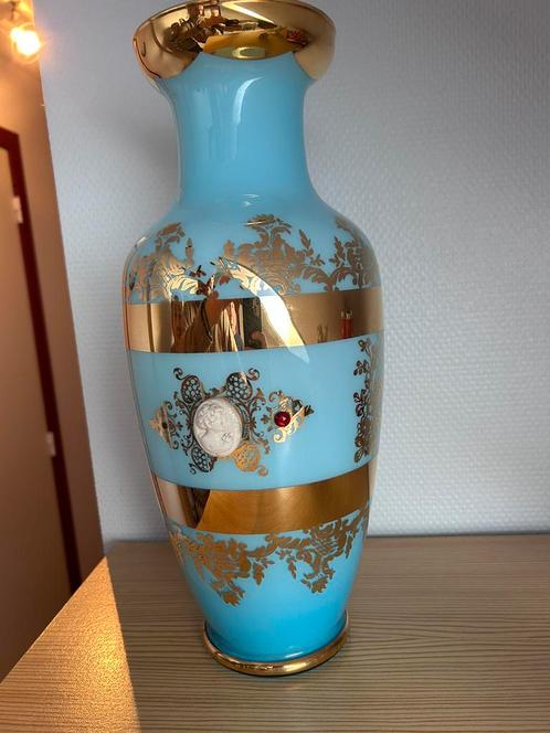 Vase antique en porcelaine/verre bleu à décor doré, Antiquités & Art, Antiquités | Vases, Enlèvement