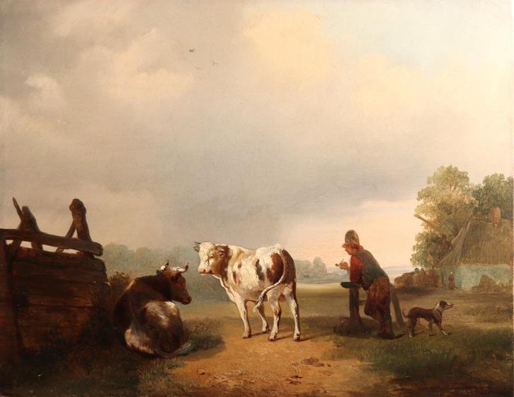 Mooi olieverfpaneel uit 1844, Antiek en Kunst, Kunst | Schilderijen | Klassiek, Ophalen of Verzenden