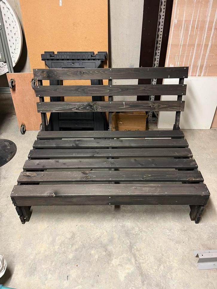 Palletbank + kussens, Tuin en Terras, Tuinbanken, Zo goed als nieuw, Ophalen