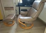 Fauteuil en cuir avec repose-pieds  marque Himolla, Maison & Meubles, Fauteuils, Enlèvement, Comme neuf