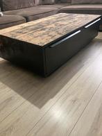 Salontafel teakhout MOET NU WEG zwart met lades 130cm hout, Huis en Inrichting, Ophalen, Zo goed als nieuw, Teakhout
