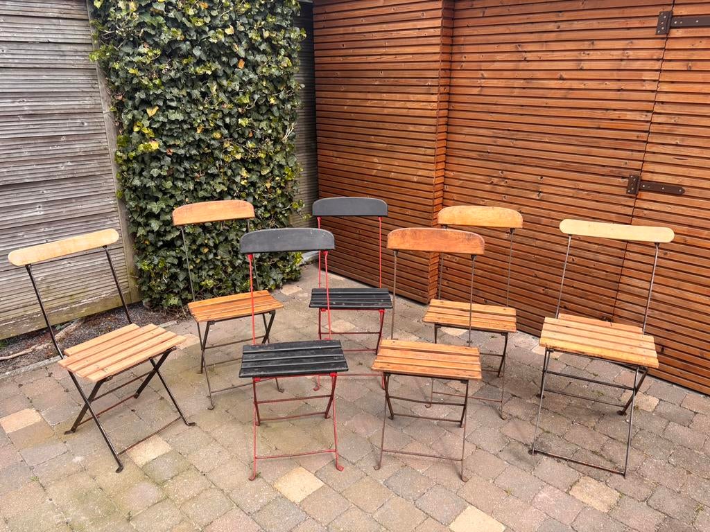 Chaises de bistrot pliables anciennes, Maison & Meubles, Chaises, Enlèvement, Utilisé