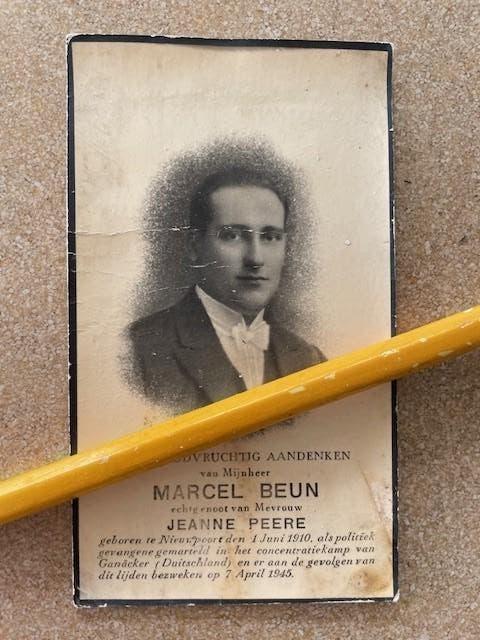 Prisonnier politique BEUN + Camp de concentration 4/1945, Enlèvement ou Envoi, Image pieuse