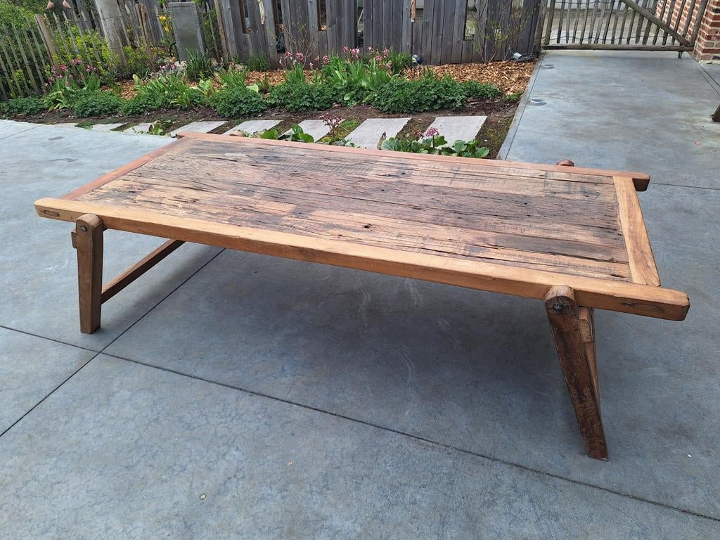 Unieke Teakhouten Salontafel (180cm) – Robuust & Karaktervol, Enlèvement, Teck