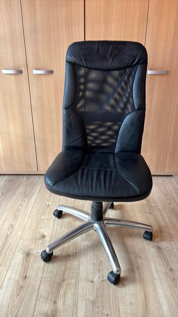 Chaise de bureau en cuir, Maison & Meubles, Chaises de bureau, Enlèvement, Utilisé, Noir, Chaise de bureau