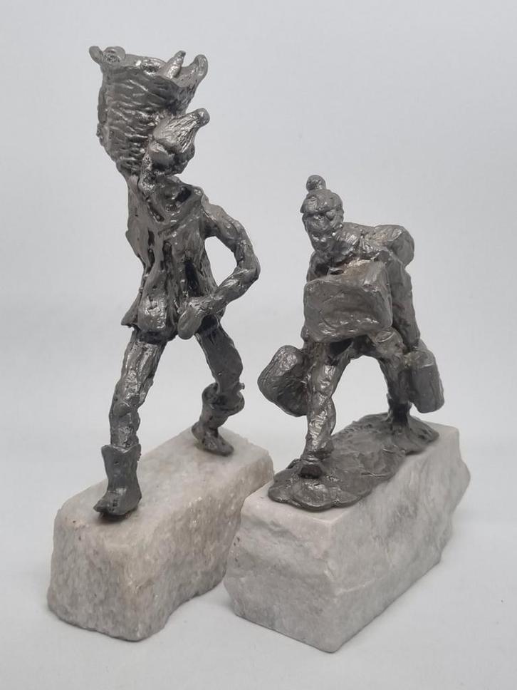 2x Ernest Patris (Brussel) Kunstbeelden, Antiek en Kunst, Antiek | Tin, Ophalen of Verzenden