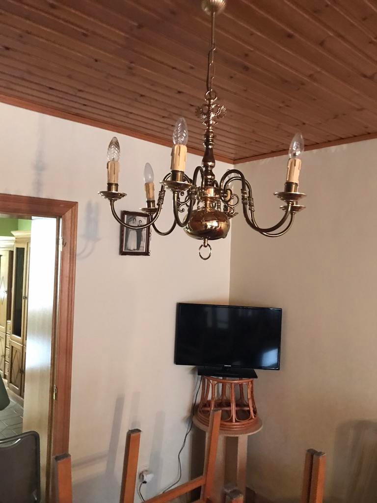 4 lustres en cuivres, Maison & Meubles, Enlèvement, Utilisé, Métal