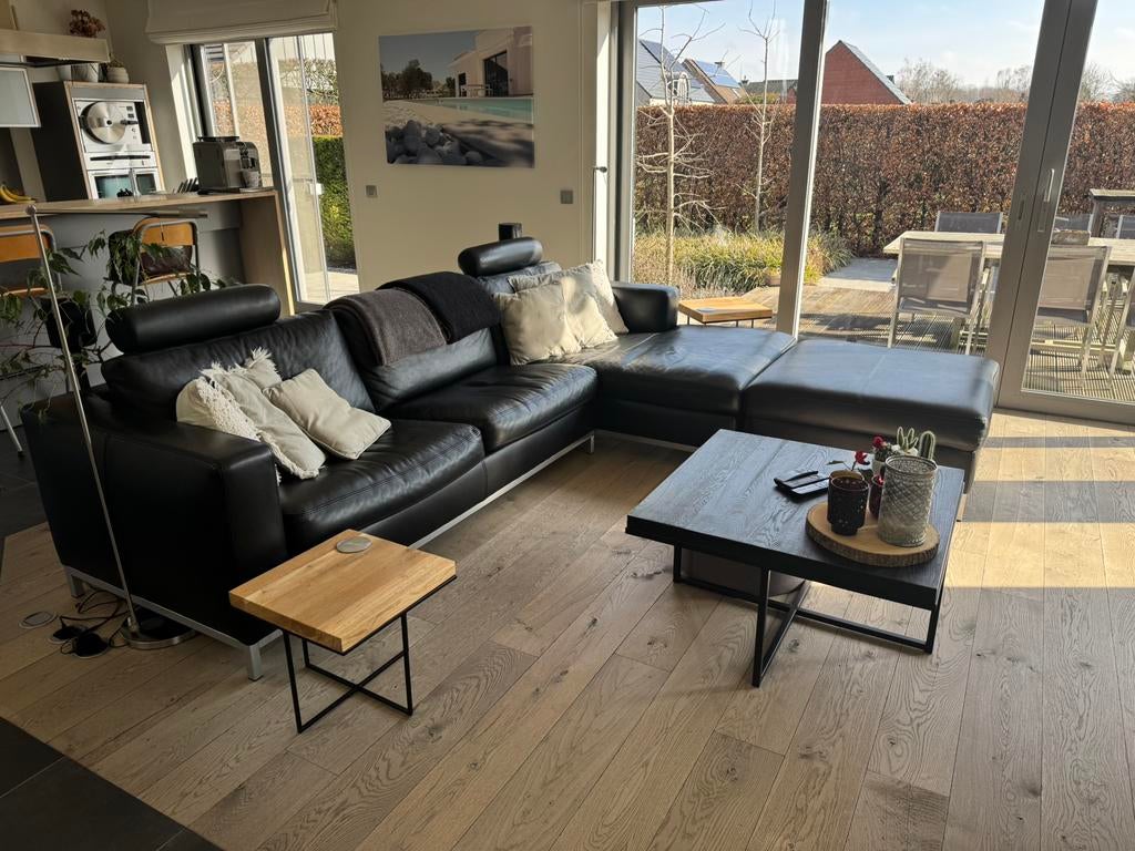 Design zwarte lederen salon, Ophalen, Zo goed als nieuw