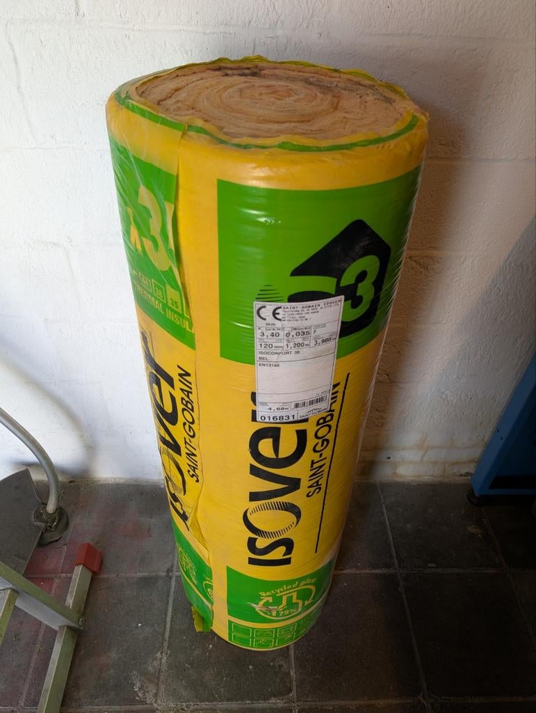 Isolatie - 120mm x 1.2m x 3.9m - saint gobain, 12 cm of meer, Nieuw, Minder dan 5 m², Glaswol