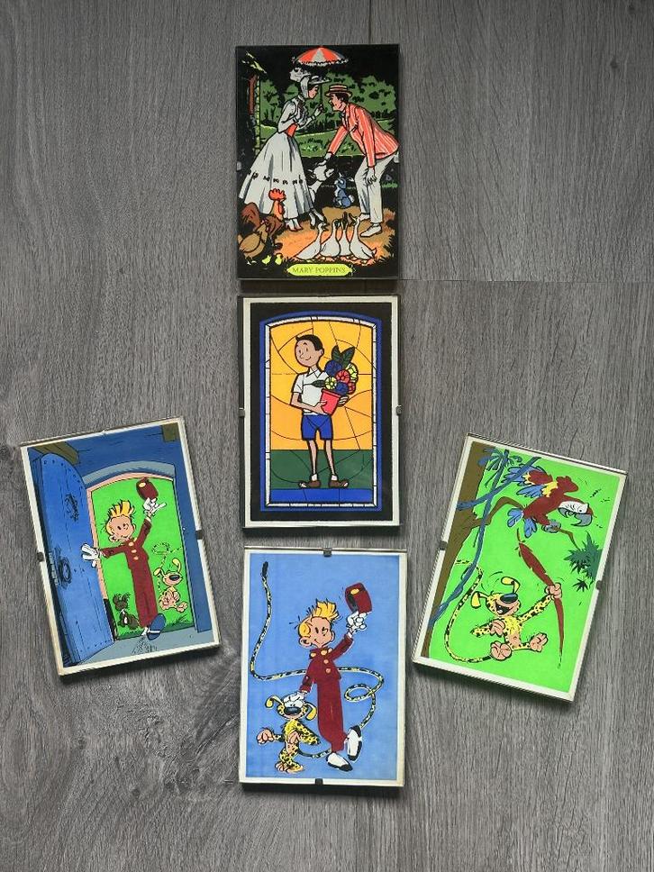 5 Cartes postales Flock-Indus 1960 en 2D + 5 sous-verres-25€, Collections, Personnages de BD, Neuf, Image, Affiche ou Autocollant