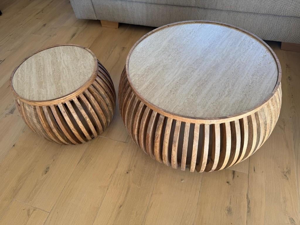 2 tables basses neuves dans la boite, Maison & Meubles, Tables | Tables de salon, Neuf, Moins de 50 cm, 50 à 100 cm, Rond, Autres essences de bois