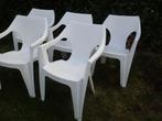 5 witte tuinstoelen lange rug zitting, 1 jaar oud, Tuin en Terras, Ophalen, Gebruikt, Kunststof, Stapelbaar