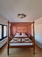 Luxe massief teak hemelbed/vierposterbed, Huis en Inrichting, Slaapkamer | Bedden, Ophalen, Gebruikt, Bruin, Tweepersoons