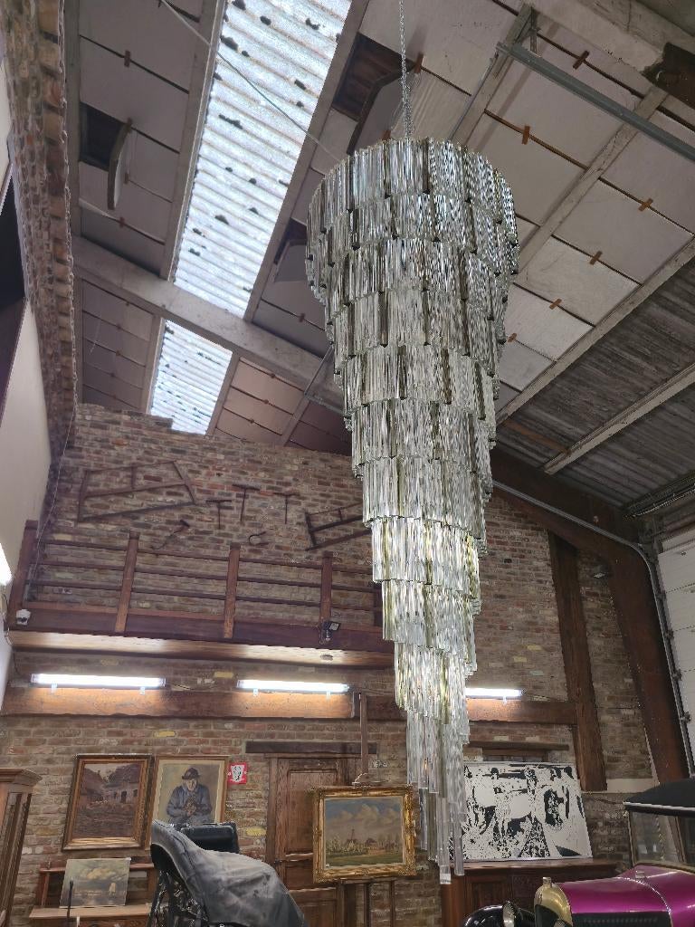 Claude Dalle (XIX-XX), imposante glazen kroonluchter, Ophalen of Verzenden