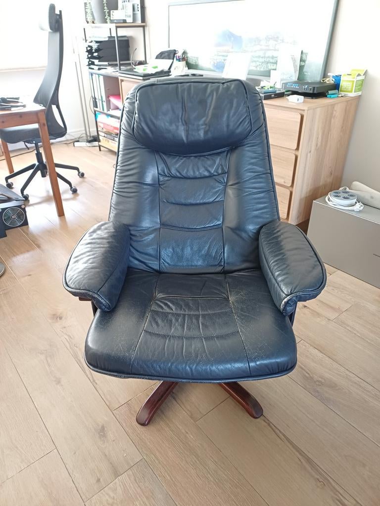 Fauteuil pivotante/inclinable en cuir, Maison & Meubles, Fauteuils, Enlèvement, Bois