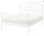 Lit Ikea Leirvik 160x200 avec sommier à lattes, Enlèvement, Utilisé, Blanc, Deux personnes