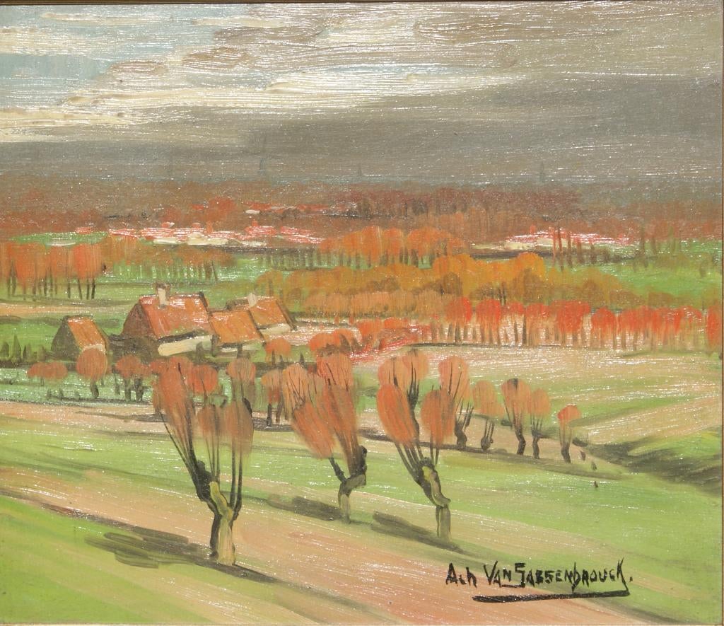 Achille Van Sassenbrouck (1886-1979): Aarsele (63 x 56,5 cm), Ophalen of Verzenden