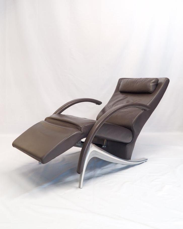 Rolf Benz relaxfauteuil, Huis en Inrichting, Fauteuils, Gebruikt, Leer, Metaal, Ophalen