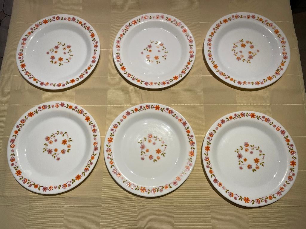 6 identieke eetborden Arcopal VINTAGE - RETRO, Enlèvement, Maison et Meubles