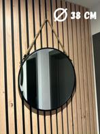 Miroir Rond Noir avec Corde D.38cm, Enlèvement ou Envoi, Comme neuf, Rond