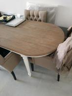 Ovale eettafel (landelijk) 180cm + 4 landelijke stoelen, Huis en Inrichting, Ophalen, Gebruikt, 50 tot 100 cm, Landelijk