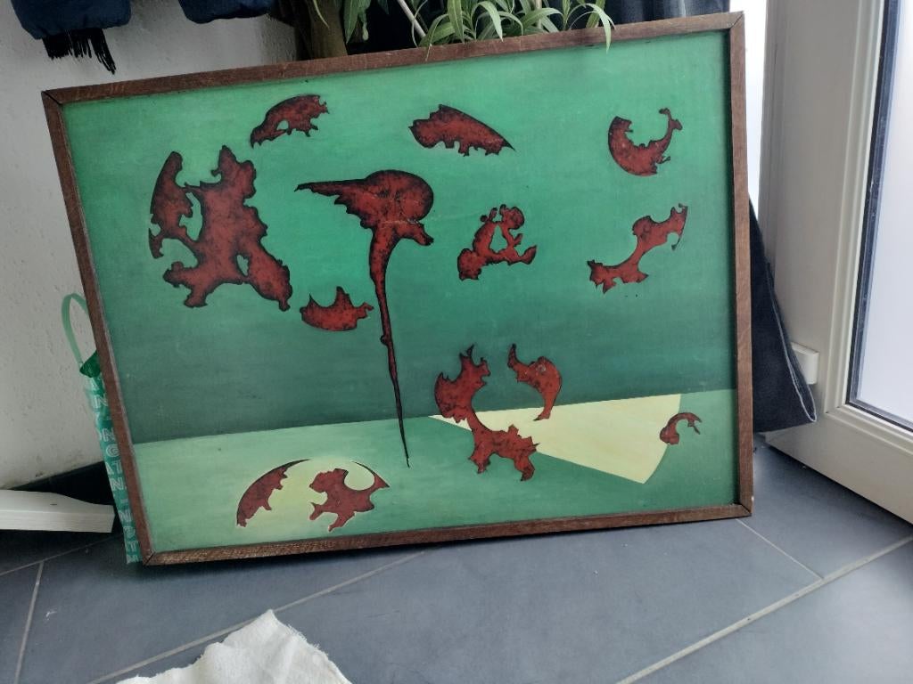 Tableau Charles Delporte 1957 "Désagrégation", Enlèvement