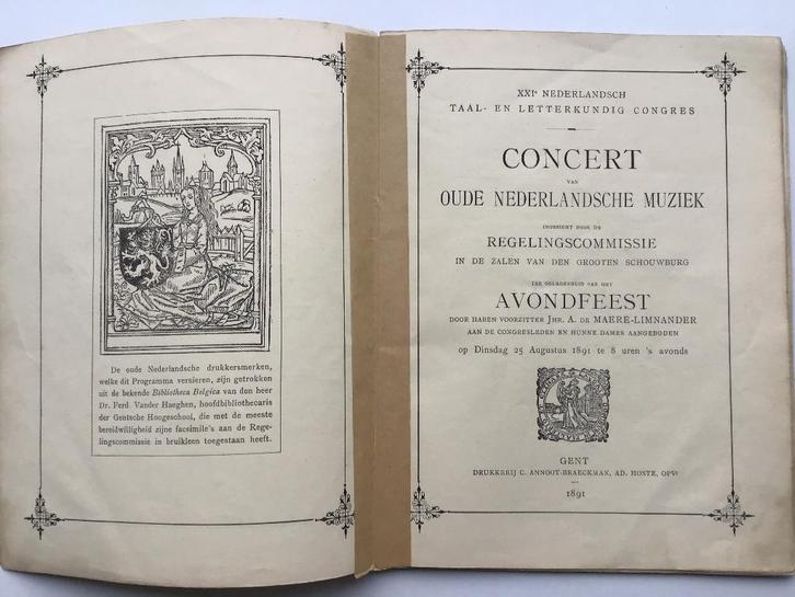1891 : Concert van oude Nederlandsche muziek, Antiek en Kunst, Antiek | Boeken en Manuscripten, Ophalen of Verzenden