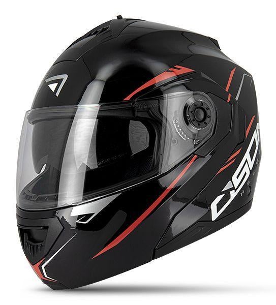 Casque moto modulable noir mat/rouge S520 NEUF, Motos, Envoi, Neuf, avec ticket, M, Femmes