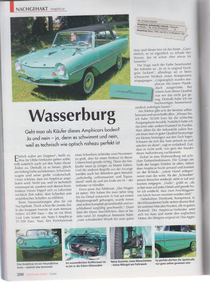 Automobile Amphicar voiture de collection, Livres, Autos | Brochures & Magazines, Utilisé, Envoi
