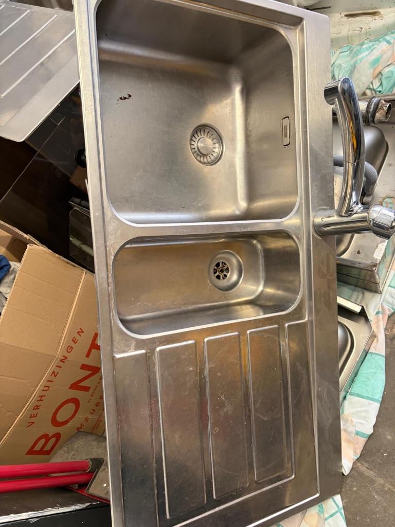 Wastafel Franke incl kraan, Ophalen, Gebruikt, Inox, Wastafel