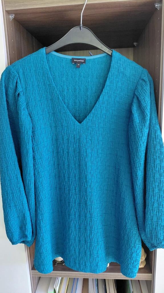 Prachtige blouse Mayerline, 44, petroleumblauw, Ophalen of Verzenden, Maat 42/44 (L)