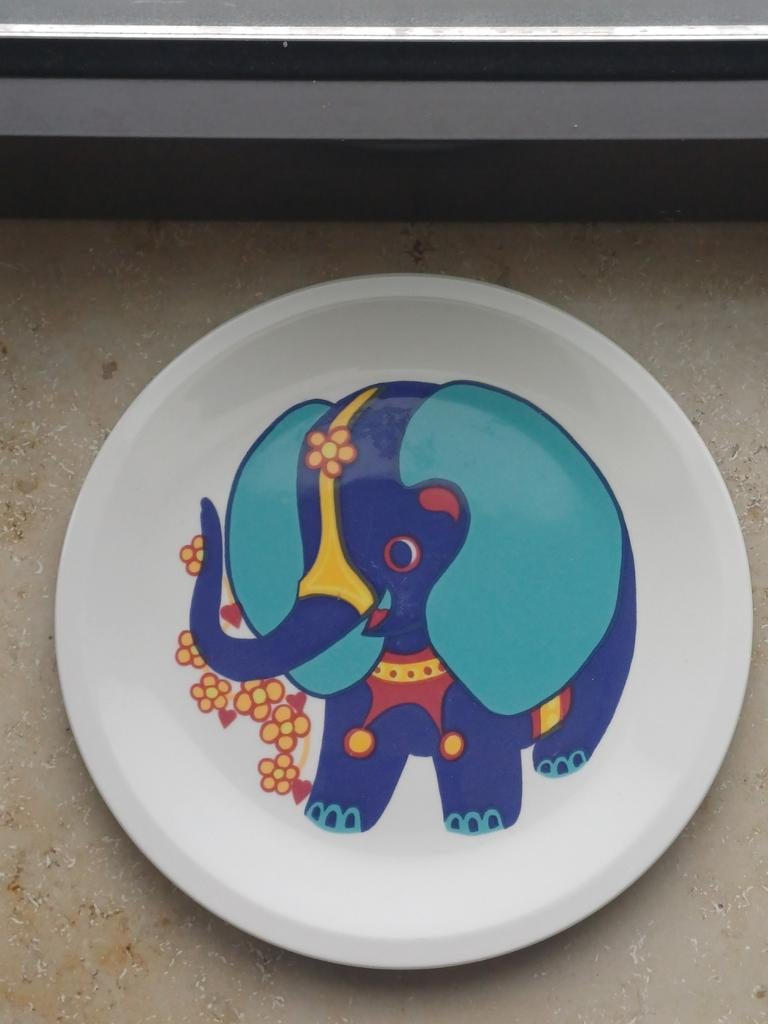 Vintage Villeroy & Boch Kinderservies, Bordje Blauwe Olifant, Ophalen