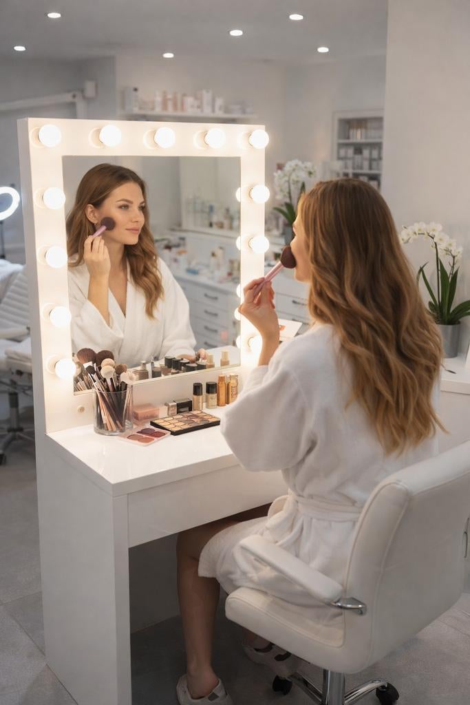 HOOGGLANS WIT KLEUR KAP MAKE UP TAFEL, Ophalen